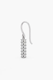 14kt White Gold Finish Lab-Grown Round-Cut Diamond Drop Earrings