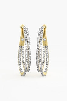 14kt Yellow Gold Finish Lab-Grown Round & Ashth-Cut Diamond Huggie Earrings