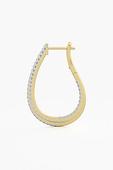14kt Yellow Gold Finish Lab-Grown Round & Ashth-Cut Diamond Huggie Earrings