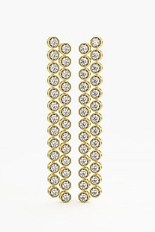 14kt Yellow Gold Finish Lab Grown Ashth-Cut Diamond Long Earrings