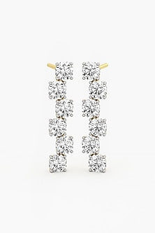14kt Yellow Gold Finish Lab Grown Ashth-Cut Diamond Long Earrings