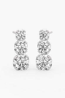 14kt White Gold Finish Lab Grown Ashth-Cut Diamond Long Earrings