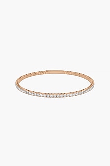 14kt Rose Gold Finish Lab Grown Round & Ashth-Cut Diamond Openable Bangle