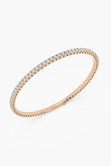 14kt Rose Gold Finish Lab Grown Round & Ashth-Cut Diamond Openable Bangle