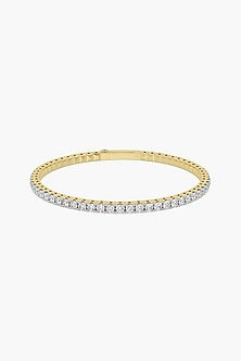 14kt Yellow Gold Finish Lab Grown Round & Ashth-Cut Diamond Openable Bangle