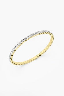 14kt Yellow Gold Finish Lab Grown Round & Ashth-Cut Diamond Openable Bangle