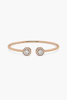14kt Rose Gold Finish Lab Grown Ashth-Cut Diamond Bangle