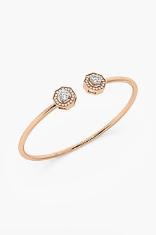 14kt Rose Gold Finish Lab Grown Ashth-Cut Diamond Bangle