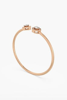 14kt Rose Gold Finish Lab Grown Ashth-Cut Diamond Bangle