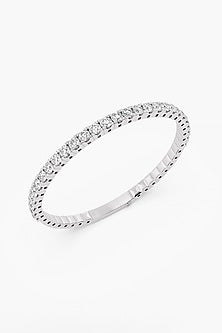 14kt White Gold Finish Lab Grown Round & Ashth-Cut Diamond Openable Bangle