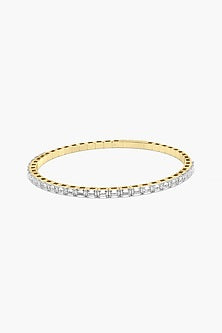 14kt Yellow Gold Finish Lab Grown Emerald-Cut Diamond Bangle