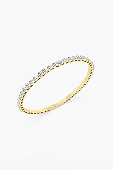 14kt Yellow Gold Finish Lab Grown Emerald-Cut Diamond Bangle