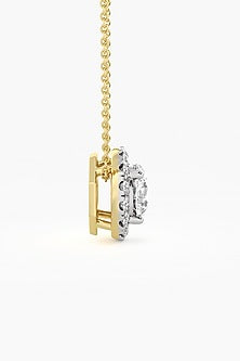 14kt Yellow Gold Finish Lab-Grown Round-Cut Diamond Halo Pendant