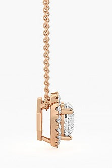 14kt Rose Gold Finish Lab Grown Heart-Cut Diamond Halo Pendant