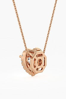 14kt Rose Gold Finish Lab Grown Heart-Cut Diamond Halo Pendant