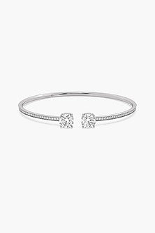 14kt White Gold Finish Lab Grown Ashth-Cut Diamond Bangle