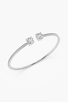 14kt White Gold Finish Lab Grown Ashth-Cut Diamond Bangle