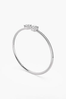 14kt White Gold Finish Lab Grown Ashth-Cut Diamond Bangle