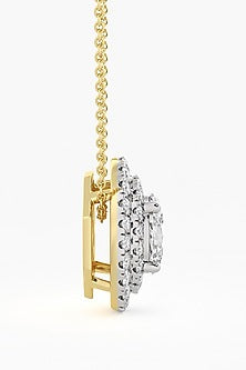 14kt Yellow Gold Finish Lab Grown Oval-Cut Diamond Halo Pendant