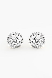 14kt Yellow Gold Finish Lab Grown Round-Cut Diamond Stud Earrings