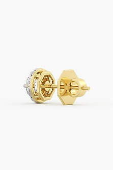 14kt Yellow Gold Finish Lab Grown Round-Cut Diamond Stud Earrings