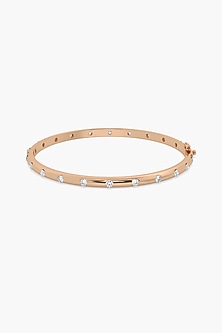 14kt Rose Gold Finish Lab Grown Round-Cut Diamond Bangle