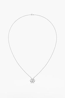 14kt White Gold Finish Lab Grown Round-Cut Diamond Pendant Chain Necklace