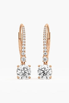 14kt Rose Gold Finish Lab Grown Round-Cut Diamond Huggie Earrings