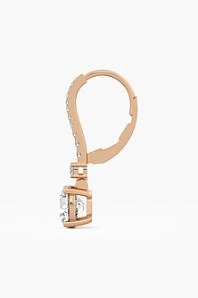14kt Rose Gold Finish Lab Grown Round-Cut Diamond Huggie Earrings