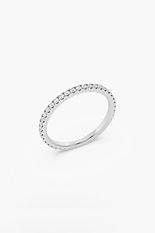 14kt White Gold Finish Lab Grown Round-Cut Diamond Ring