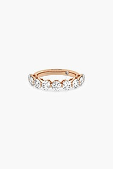 14kt Rose Gold Finish Lab Grown Round & Ashth-Cut Diamond Ring