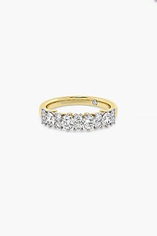 14kt Yellow Gold Finish Lab Grown Round & Ashth-Cut Diamond Ring