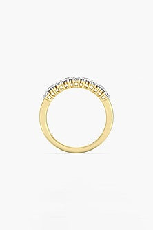 14kt Yellow Gold Finish Lab Grown Round & Ashth-Cut Diamond Ring