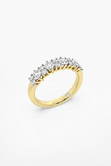 14kt Yellow Gold Finish Lab Grown Round & Ashth-Cut Diamond Ring
