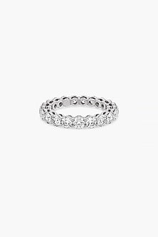 14kt White Gold Finish Lab Grown Round-Cut Diamond Ring