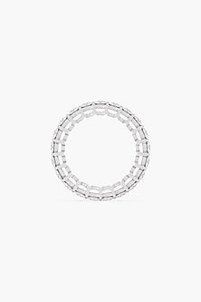 14kt White Gold Finish Lab Grown Round-Cut Diamond Ring