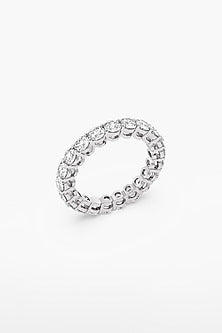 14kt White Gold Finish Lab Grown Round-Cut Diamond Ring