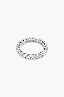 14kt White Gold Finish Lab Grown Round-Cut Diamond Ring