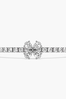 14kt White Gold Finish Lab-Grown Diamond Openable Spring Bracelet