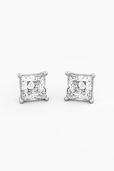 14kt White Gold Finish Lab-Grown Diamond Stud Earrings
