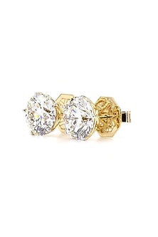 14kt Yellow Gold Finish Lab-Grown Diamond Stud Earrings