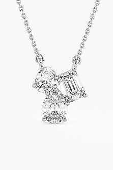 14kt White Gold Finish Lab-Grown Diamond Cluster Pendant