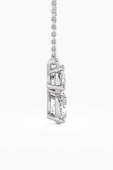 14kt White Gold Finish Lab-Grown Diamond Cluster Pendant