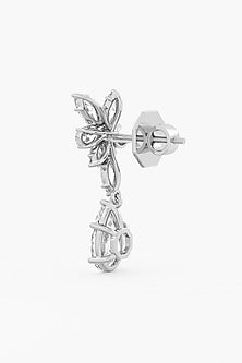 18kt White Gold Finish Pear-Cut Diamond Cluster Earrings