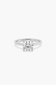 18kt White Gold Finish Round-Cut Solitaire Diamond Ring