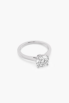 18kt White Gold Finish Round-Cut Solitaire Diamond Ring