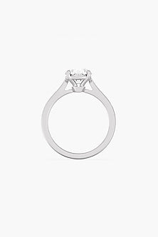 18kt White Gold Finish Round-Cut Solitaire Diamond Ring