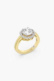 18kt Yellow Gold Finish Round-Cut Solitaire Diamond Ring