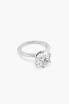 18kt White Gold Finish Round-Cut Solitaire Diamond Ring