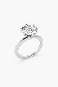 18kt White Gold Finish Round-Cut Solitaire Diamond Ring